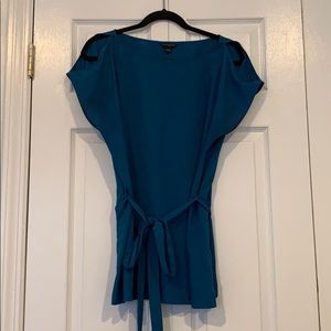 Teal Cold Shoulder Tie Waist Tunic